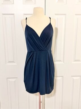 BCBGeneration Navy Surplice Spaghetti-Strap Mini Dress